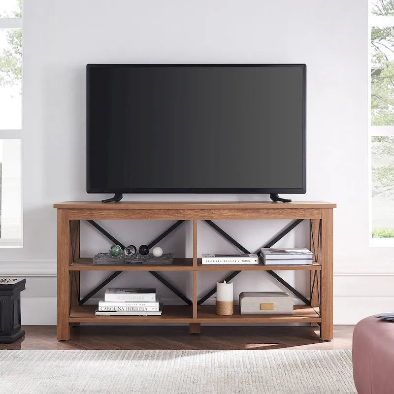 Meuble TV multi-couleurs à cadre en X pour téléviseurs jusqu'à 55 pouces