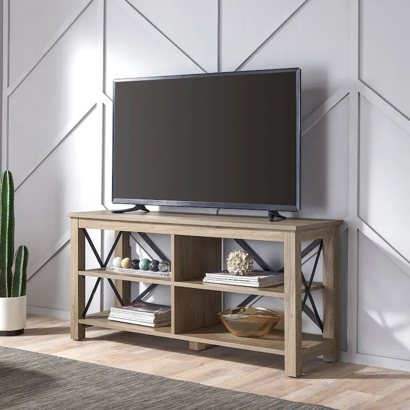Meuble TV multi-couleurs à cadre en X pour téléviseurs jusqu'à 55 pouces