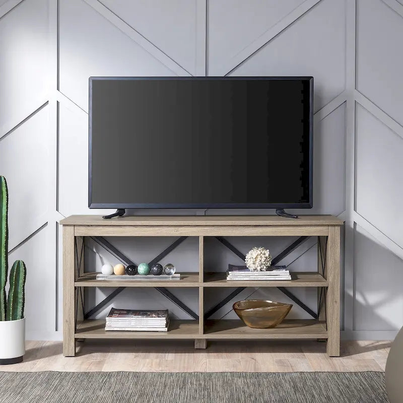 Meuble TV multi-couleurs à cadre en X pour téléviseurs jusqu'à 55 pouces