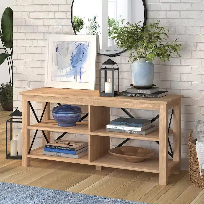 Meuble TV multi-couleurs à cadre en X pour téléviseurs jusqu'à 55 pouces