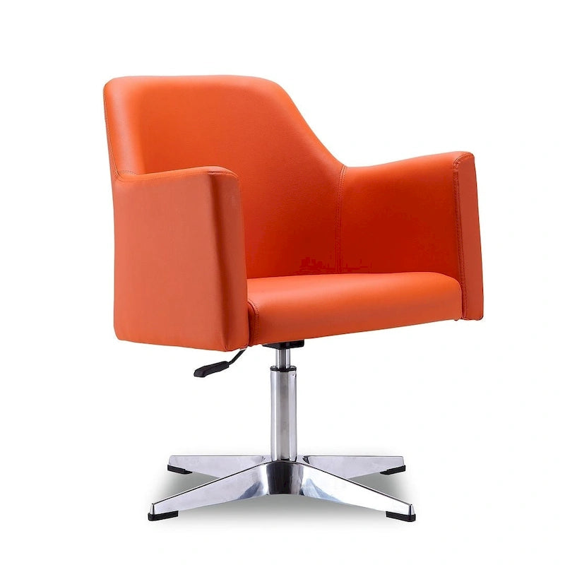 Fauteuil pivotant d'appoint en simili-cuir orange/blanc, 1 place