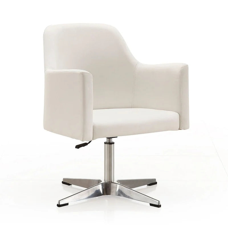 Fauteuil pivotant d'appoint en simili-cuir orange/blanc, 1 place