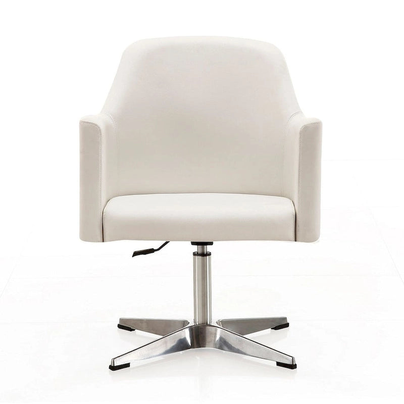 Fauteuil pivotant d'appoint en simili-cuir orange/blanc, 1 place
