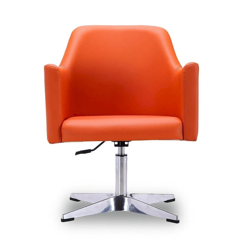 Fauteuil pivotant d'appoint en simili-cuir orange/blanc, 1 place