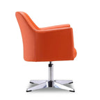 Fauteuil pivotant d'appoint en simili-cuir orange/blanc, 1 place
