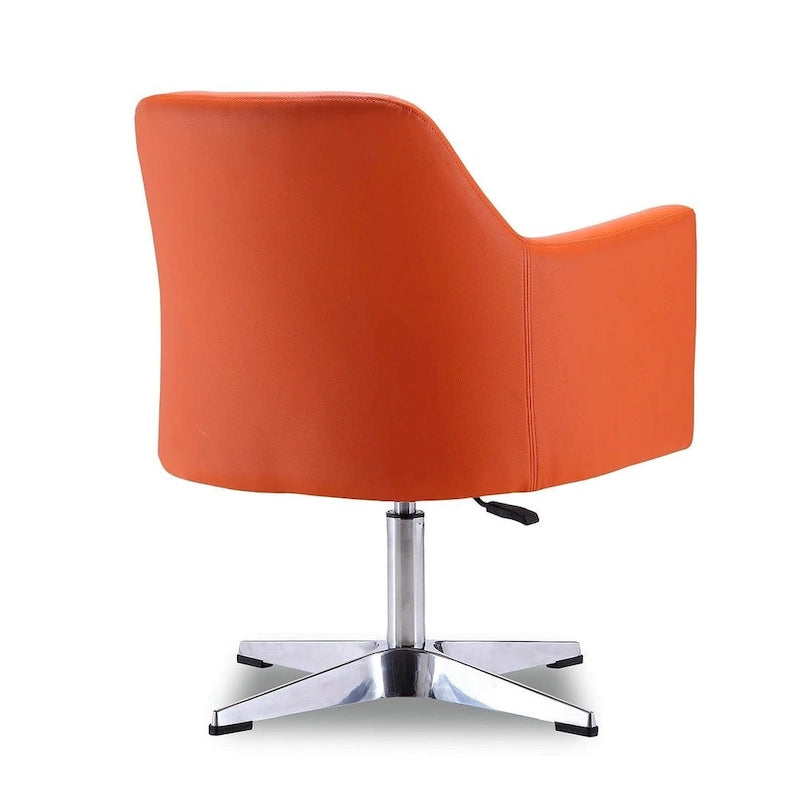 Fauteuil pivotant d'appoint en simili-cuir orange/blanc, 1 place