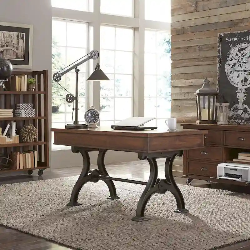 Bureau d'écriture industriel marron pour 1 personne