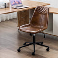 Fauteuil de bureau pivotant en similicuir brun jaunâtre / camel pour 1 personne