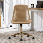 Fauteuil de bureau pivotant en similicuir brun jaunâtre / camel pour 1 personne