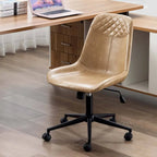 Fauteuil de bureau pivotant en similicuir brun jaunâtre / camel pour 1 personne
