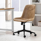 Fauteuil de bureau pivotant en similicuir brun jaunâtre / camel pour 1 personne