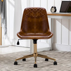 Fauteuil de bureau pivotant en similicuir brun jaunâtre / camel pour 1 personne
