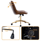 Fauteuil de bureau pivotant en similicuir brun jaunâtre / camel pour 1 personne
