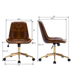 Fauteuil de bureau pivotant en similicuir brun jaunâtre / camel pour 1 personne