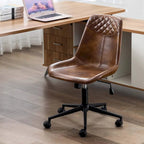 Fauteuil de bureau pivotant en similicuir brun jaunâtre / camel pour 1 personne
