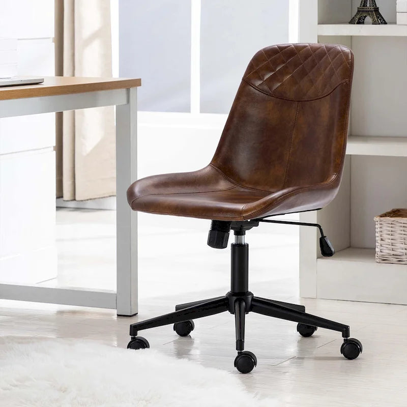 Fauteuil de bureau pivotant en similicuir brun jaunâtre / camel pour 1 personne