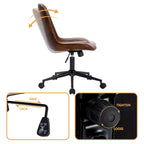 Fauteuil de bureau pivotant en similicuir brun jaunâtre / camel pour 1 personne