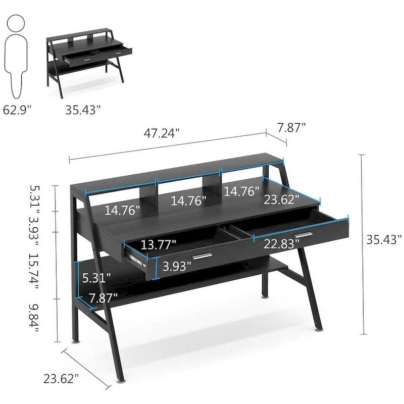 Hamac double blanc/noir avec support, 2 places, capacité de 204 kg