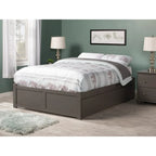 Lit plateforme avec lit gigogne noyer/blanc/espresso/gris, très grand lit, 2 places