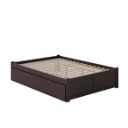 Lit plateforme avec lit gigogne noyer/blanc/espresso/gris, très grand lit, 2 places