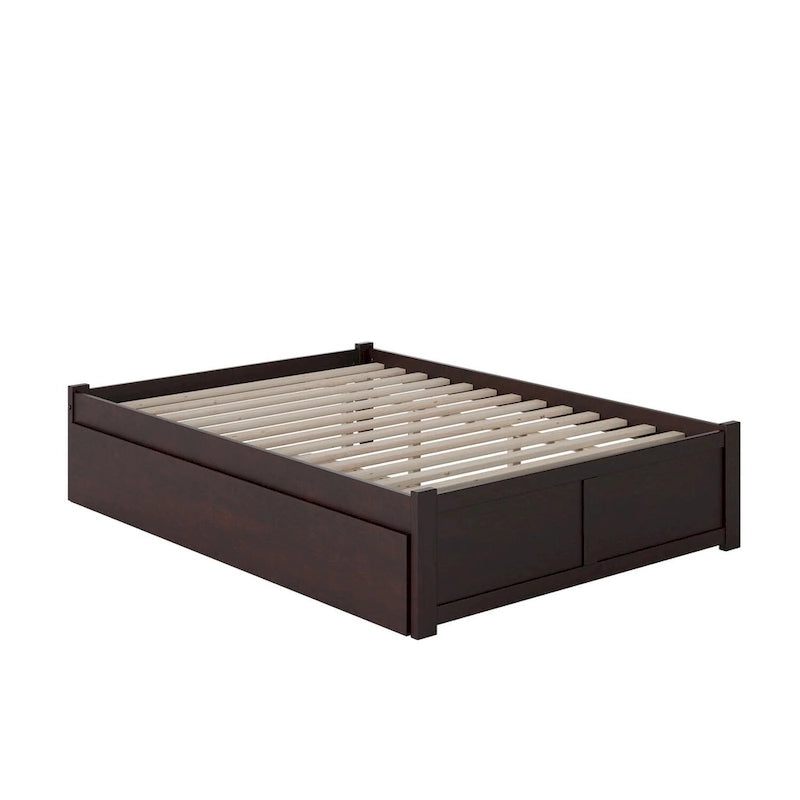 Lit plateforme avec lit gigogne noyer/blanc/espresso/gris, très grand lit, 2 places