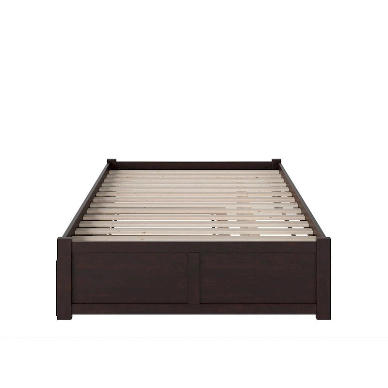 Lit plateforme avec lit gigogne noyer/blanc/espresso/gris, très grand lit, 2 places