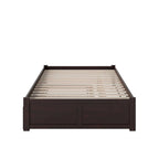 Lit plateforme avec lit gigogne noyer/blanc/espresso/gris, très grand lit, 2 places
