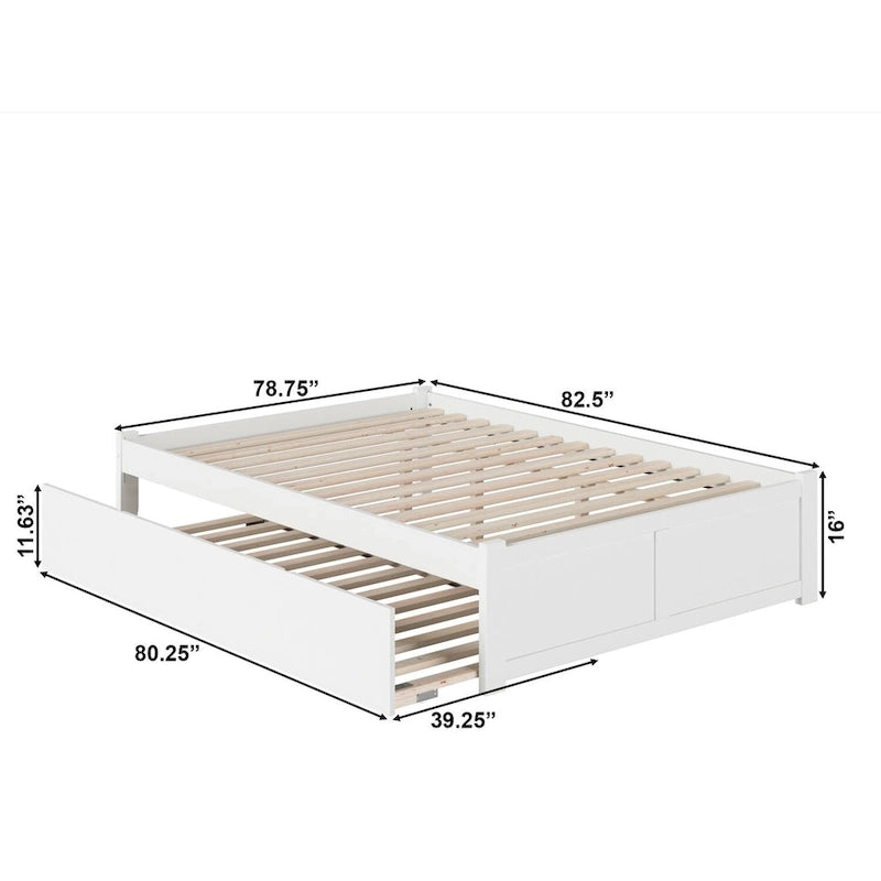 Lit plateforme avec lit gigogne noyer/blanc/espresso/gris, très grand lit, 2 places
