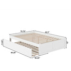 Lit plateforme avec lit gigogne noyer/blanc/espresso/gris, très grand lit, 2 places