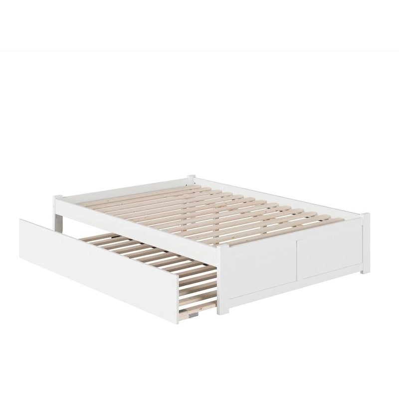 Lit plateforme avec lit gigogne noyer/blanc/espresso/gris, très grand lit, 2 places