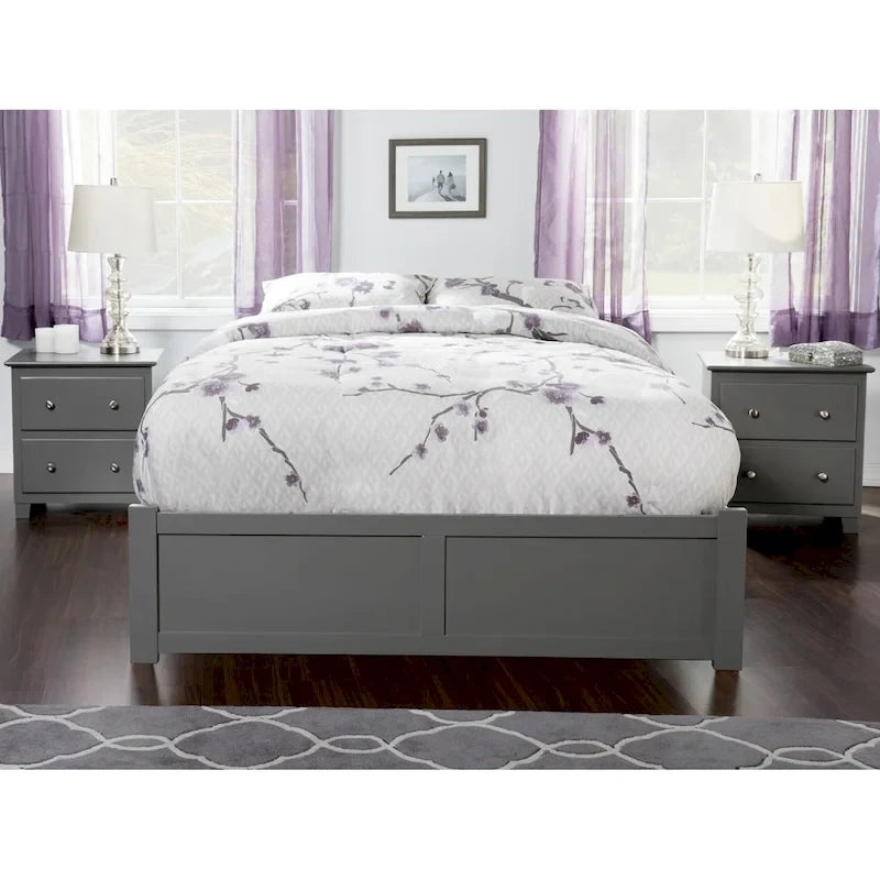 Lit plateforme avec lit gigogne noyer/blanc/espresso/gris, très grand lit, 2 places