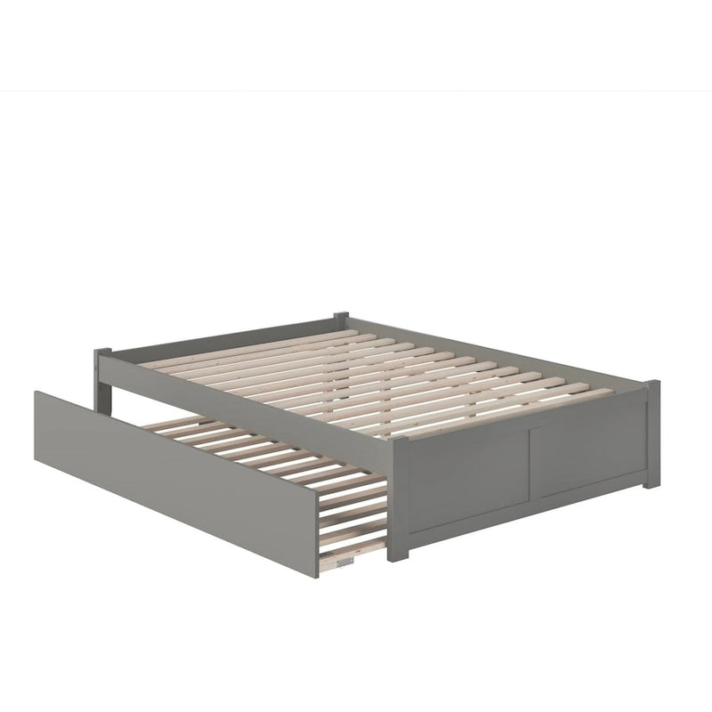 Lit plateforme avec lit gigogne noyer/blanc/espresso/gris, très grand lit, 2 places