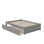 Lit plateforme avec lit gigogne noyer/blanc/espresso/gris, très grand lit, 2 places