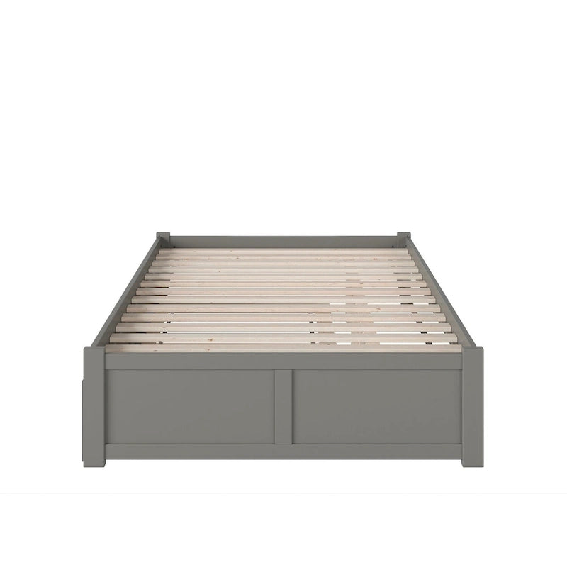 Lit plateforme avec lit gigogne noyer/blanc/espresso/gris, très grand lit, 2 places