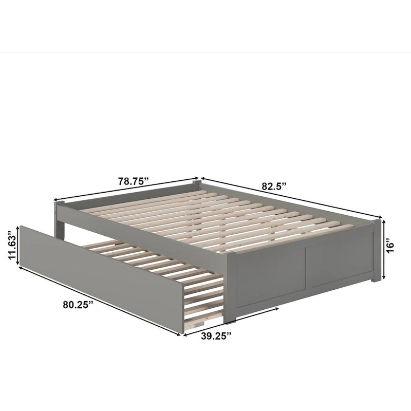 Lit plateforme avec lit gigogne noyer/blanc/espresso/gris, très grand lit, 2 places