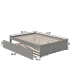 Lit plateforme avec lit gigogne noyer/blanc/espresso/gris, très grand lit, 2 places