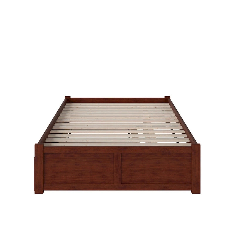 Lit plateforme avec lit gigogne noyer/blanc/espresso/gris, très grand lit, 2 places