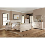 Ensemble de chambre à coucher traîneau blanchi – 5 pièces, grand lit/très grand lit