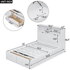 Lit plate-forme hydraulique pleine grandeur gris avec tête de lit LED, 1 personne