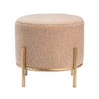 Tabouret rond rembourré en sherpa crème - 1 place