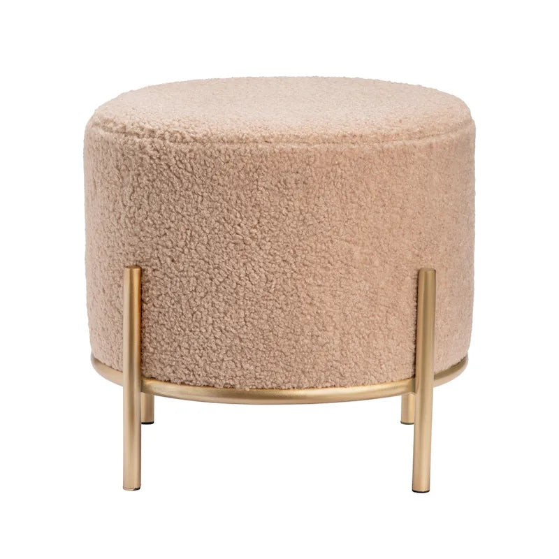 Tabouret rond rembourré en sherpa crème - 1 place