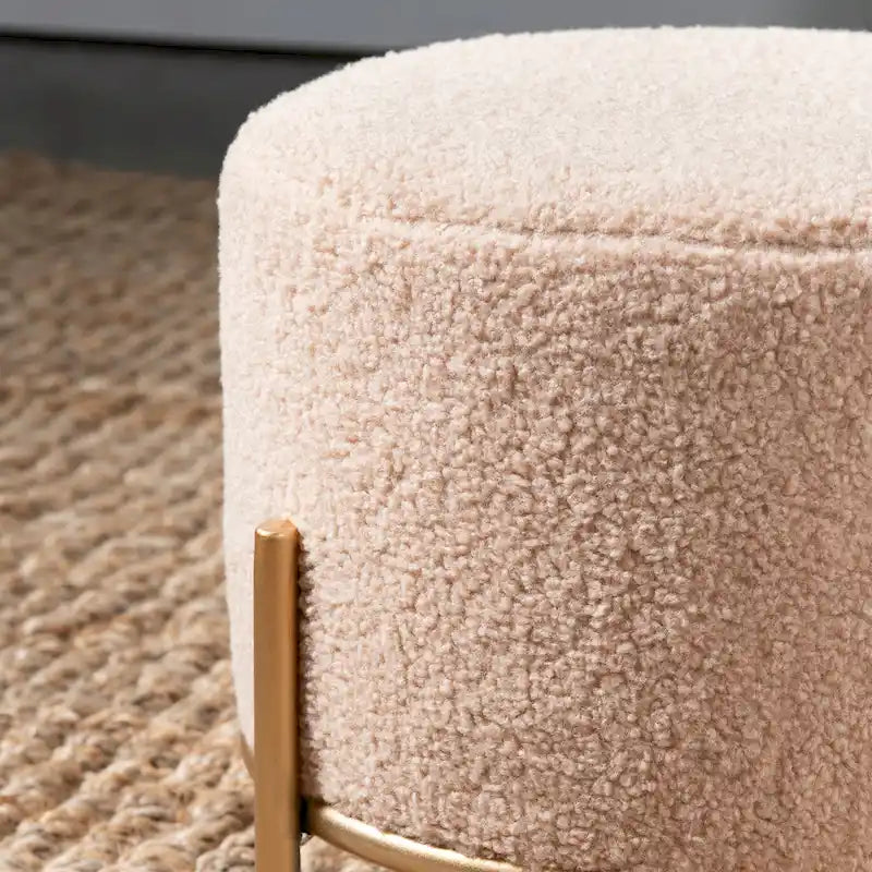 Tabouret rond rembourré en sherpa crème - 1 place