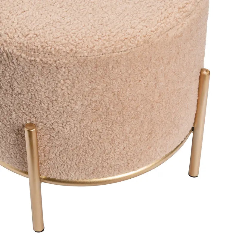 Tabouret rond rembourré en sherpa crème - 1 place