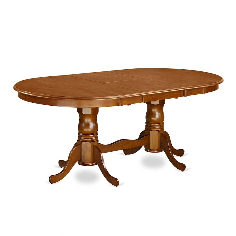 Table à manger ovale, avec rallonge papillon et double piédestal, 4-6 places (brun selle / cerisier crémeux / cerisier noir)