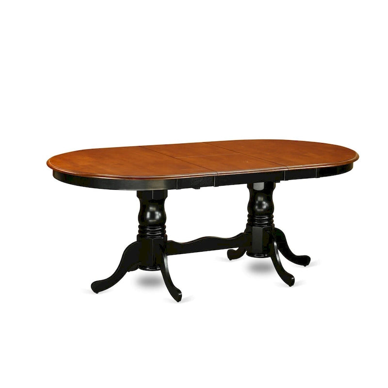 Table à manger ovale, avec rallonge papillon et double piédestal, 4-6 places (brun selle / cerisier crémeux / cerisier noir)