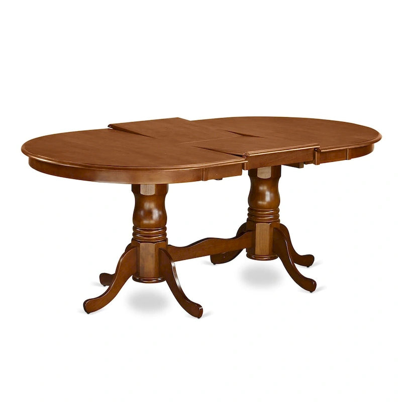Table à manger ovale, avec rallonge papillon et double piédestal, 4-6 places (brun selle / cerisier crémeux / cerisier noir)