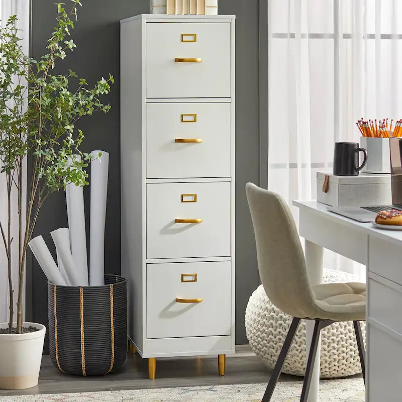 Meuble de classement blanc à 4 tiroirs pour bureau à domicile