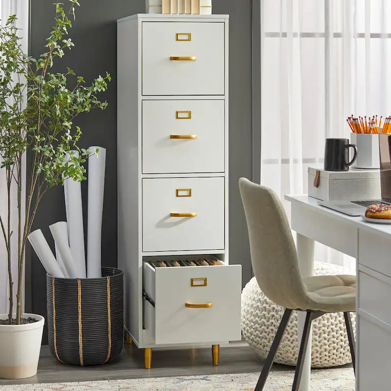 Meuble de classement blanc à 4 tiroirs pour bureau à domicile