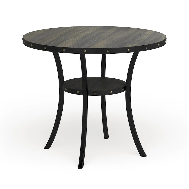 Table de salle à manger ronde brune de hauteur comptoir, 4 à 6 places
