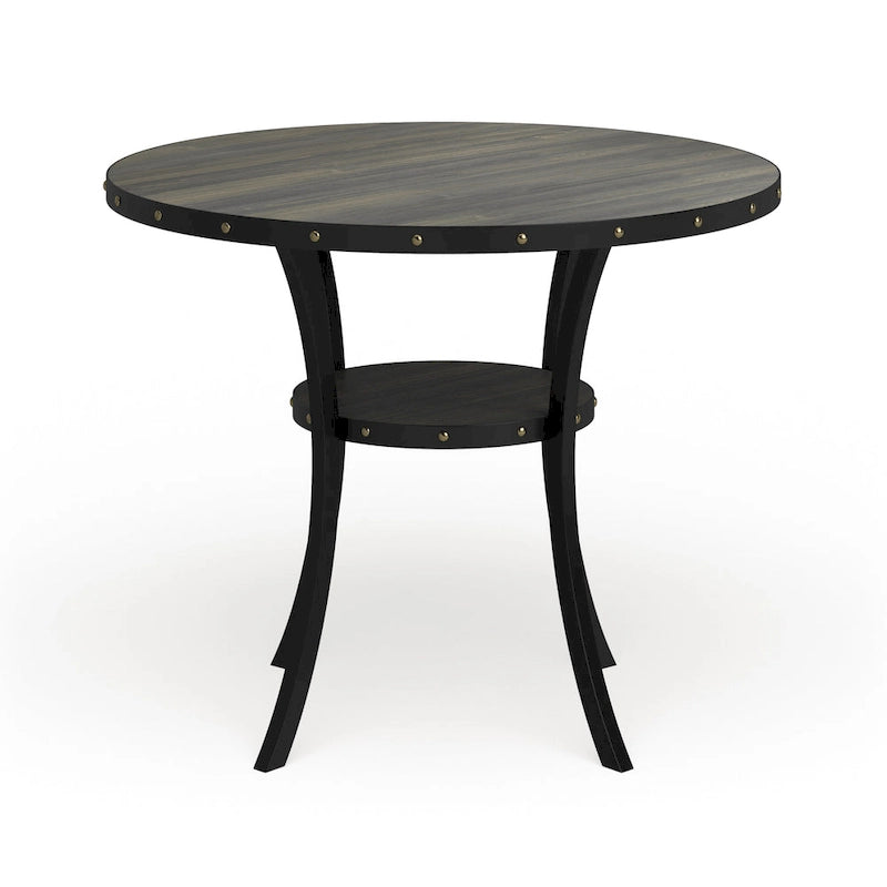 Table de salle à manger ronde brune de hauteur comptoir, 4 à 6 places